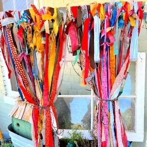 LONG Gypsy Hippy Curtains Standard window size 70 strands 64" long MULTI